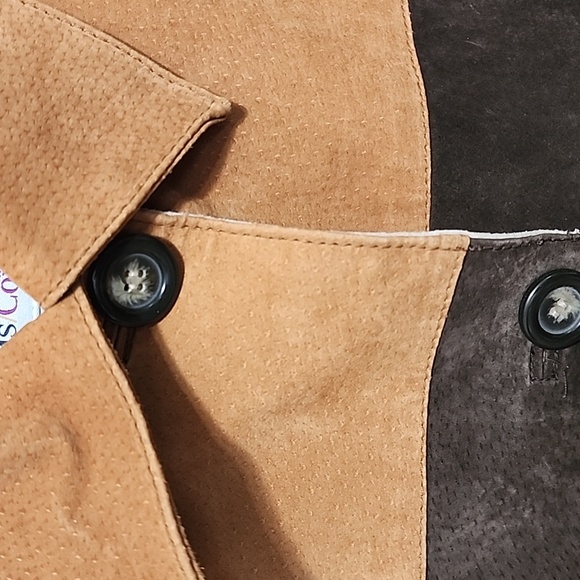 Michael Mims Kathy Cole Vintage Western Two Tone Suede Leather Coat Sz 1X - Picture 4 of 11